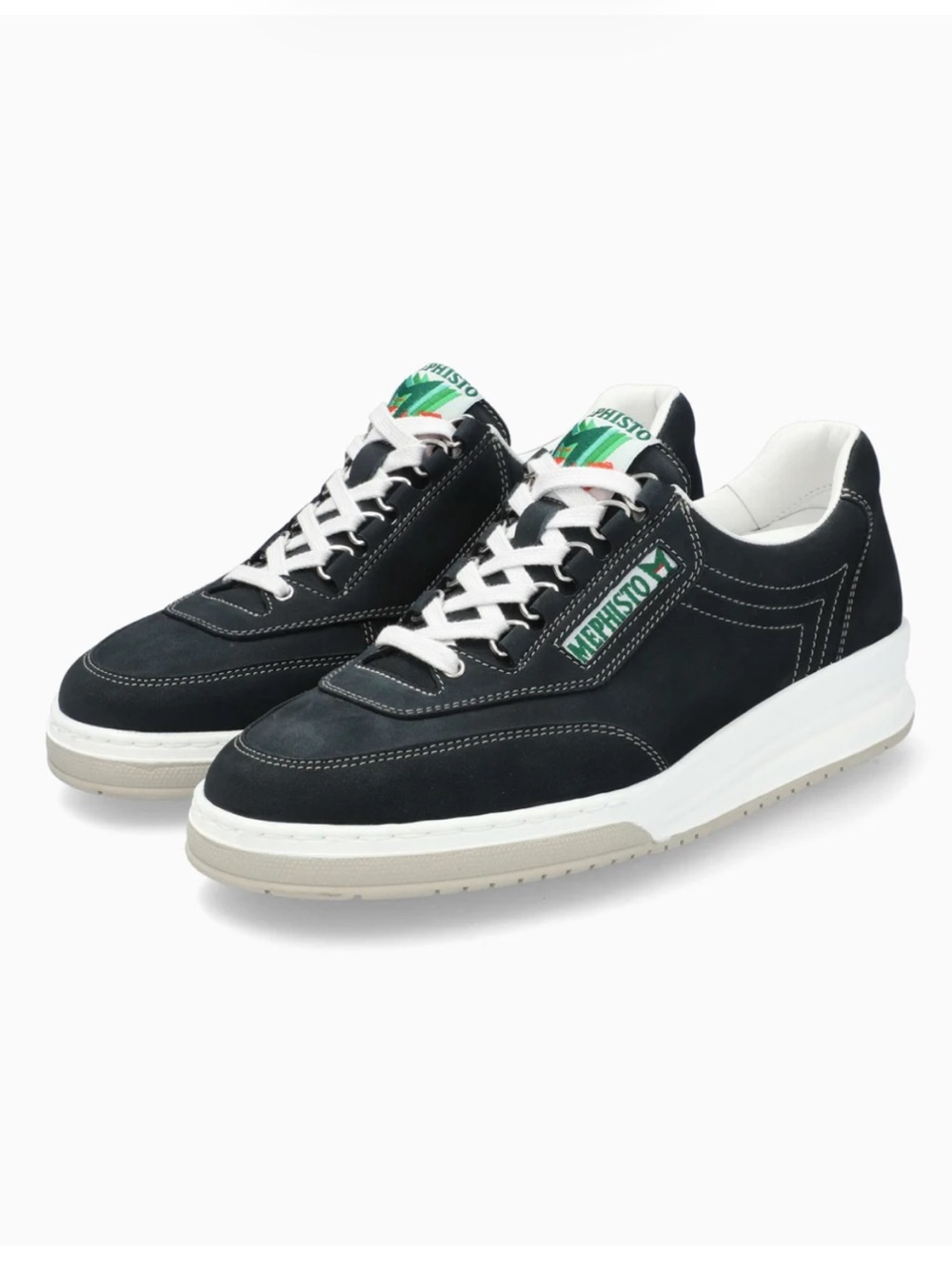 Mephisto Black Low-Top Sneakers with White Soles